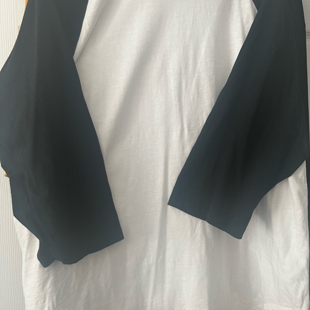 ModCloth Black and white they/them baseball ringer tee - Picture 4 of 5